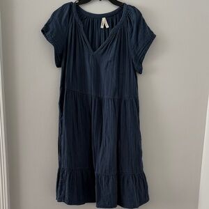 Organic Coastal Double Gauze Breezy Dress Navy blue, size M A819